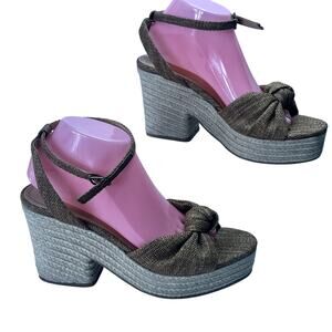 Oasis Society Sandals Women 10 Mackenzie Espadrille Wedge Woven Tan